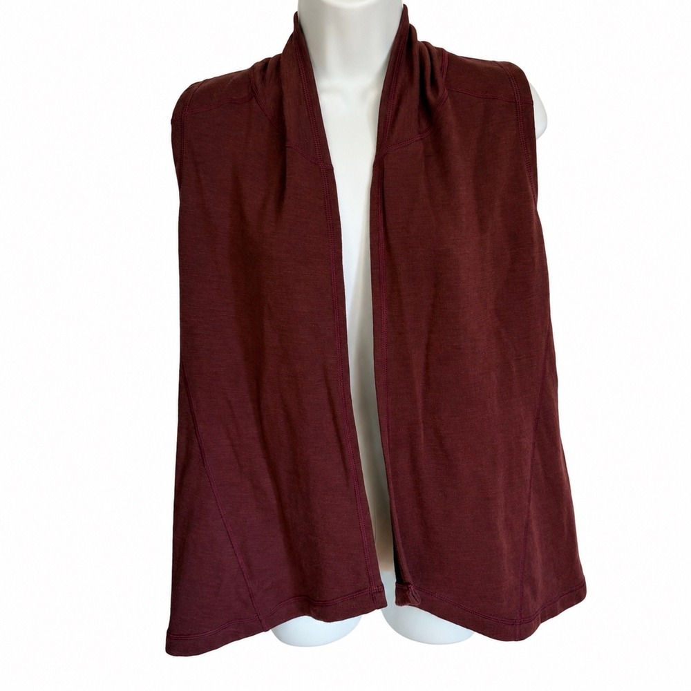 Ibex Dyad Reversible Merino Wool Vest Womens XS Burgundy Open Front F58B 74194